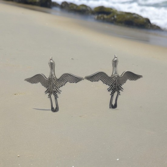 silver replica bird earring