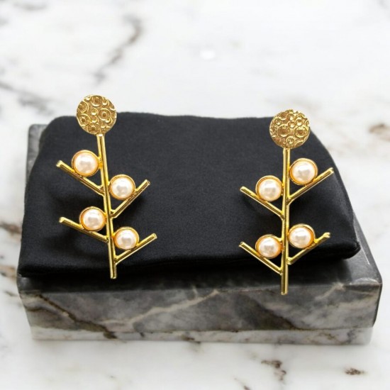 Kaylin Pearl Brass Earrings