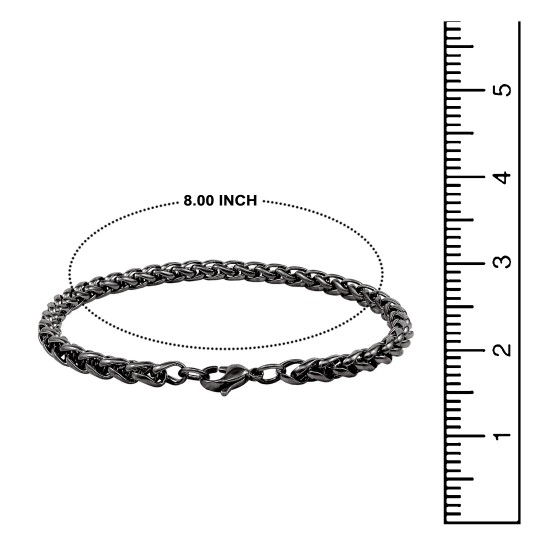 Stainless Steel Bracelet for Men Boys Unisex (Black)