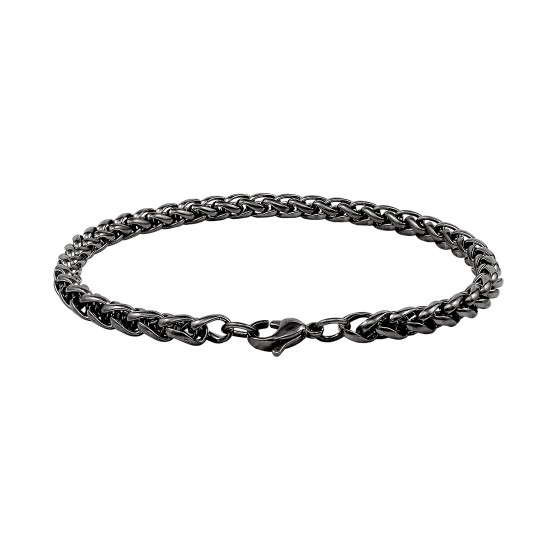 Stainless Steel Bracelet for Men Boys Unisex (Black)