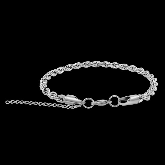 Stainless Steel Silver Bracelet for Men Boys Unisex (Silver)