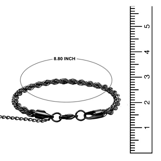 Stainless Steel Bracelet for Men Boys Unisex (Black)