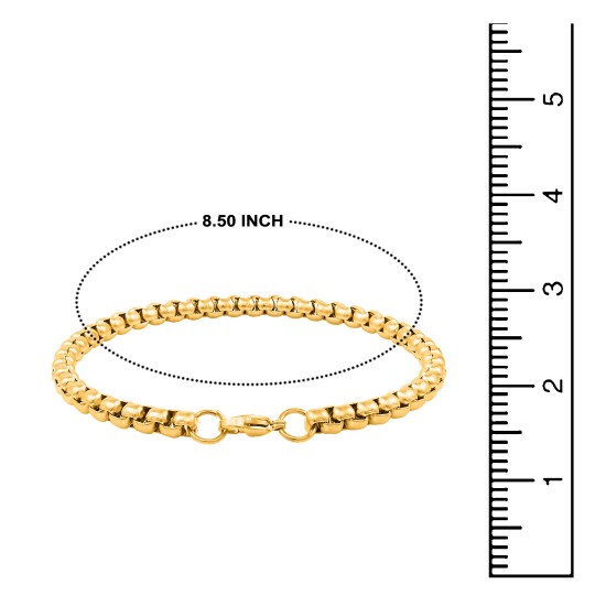 Stainless Steel Bracelet for Men Boys Unisex (Gold)