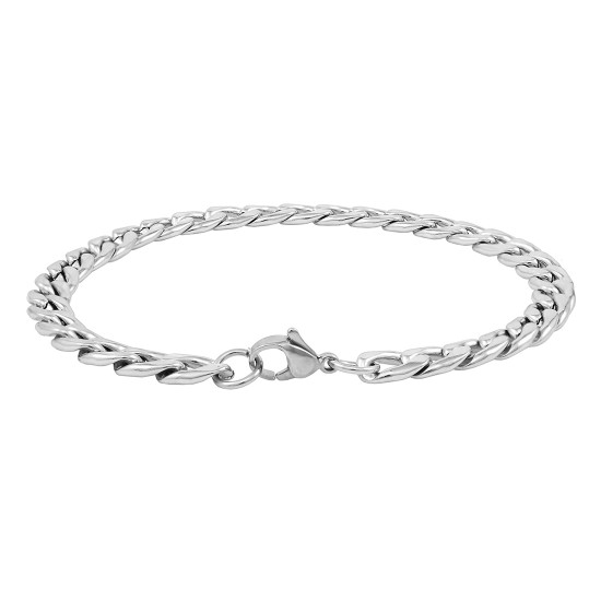 Stainless Steel Bracelet for Men Boys Unisex (Silver)