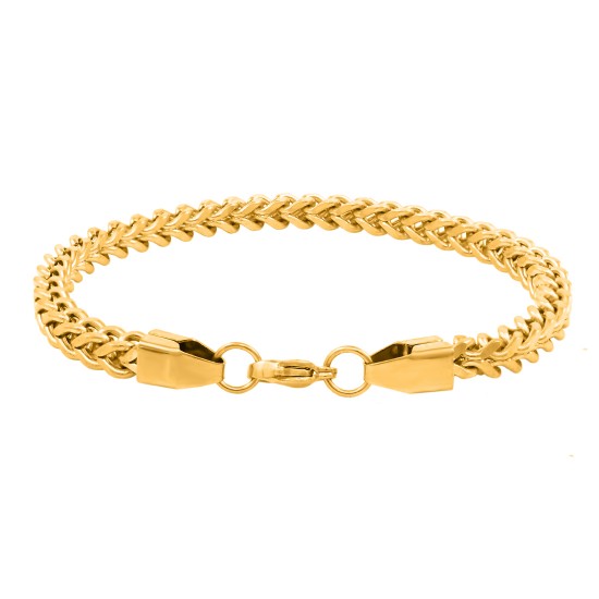 Stainless Steel Bracelet for Men Boys (Gold)