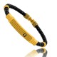 Gold Plated PU Leather Kada Bracelet for Boys