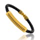 Gold Plated PU Leather Kada Bracelet for Boys (801)