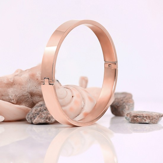 Stainless Steel Rose Gold Plated Kada Bracelet for Men Women Unisex