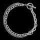 Silver Plated Stainless Steel Double Chain Wrist Bracelet for Men, Women, Unisex | Toggle Bar Lock (2206501)