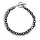 Stainless Steel Double Chain Wrist Bracelet for Men, Women, Unisex | Toggle Bar Lock (2206504)