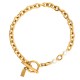 Gold Plated Stainless Steel Chain Bracelet with Pearl