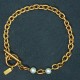 Gold Plated Stainless Steel Chain Bracelet with Pearl