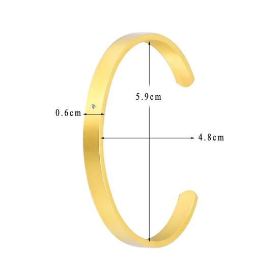 Stainless Steel Mens Open Kada (Gold Plated)