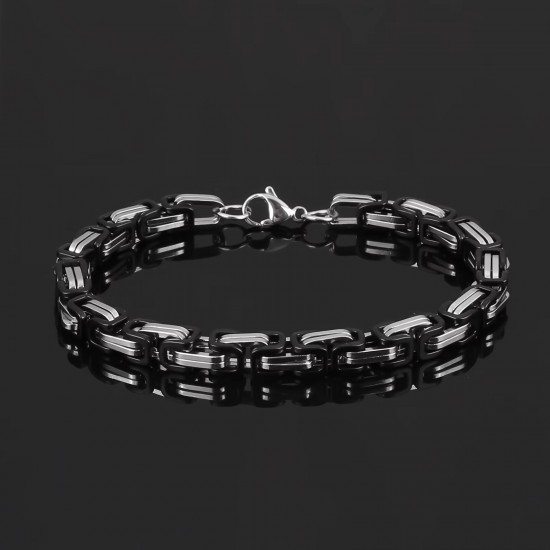 Stainless Steel bracelets for men stylish Boys Unisex (Silver Black)