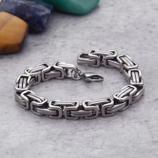 Stainless Steel bracelets for men stylish Boys Unisex (Silver)