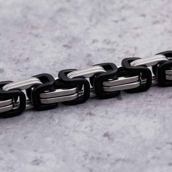 Stainless Steel bracelets for men stylish Boys Unisex (Silver Black)