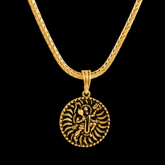 Nakabh Gold Plated Hanuman ji Locket Pendant Chain | Mens Boys 2304204